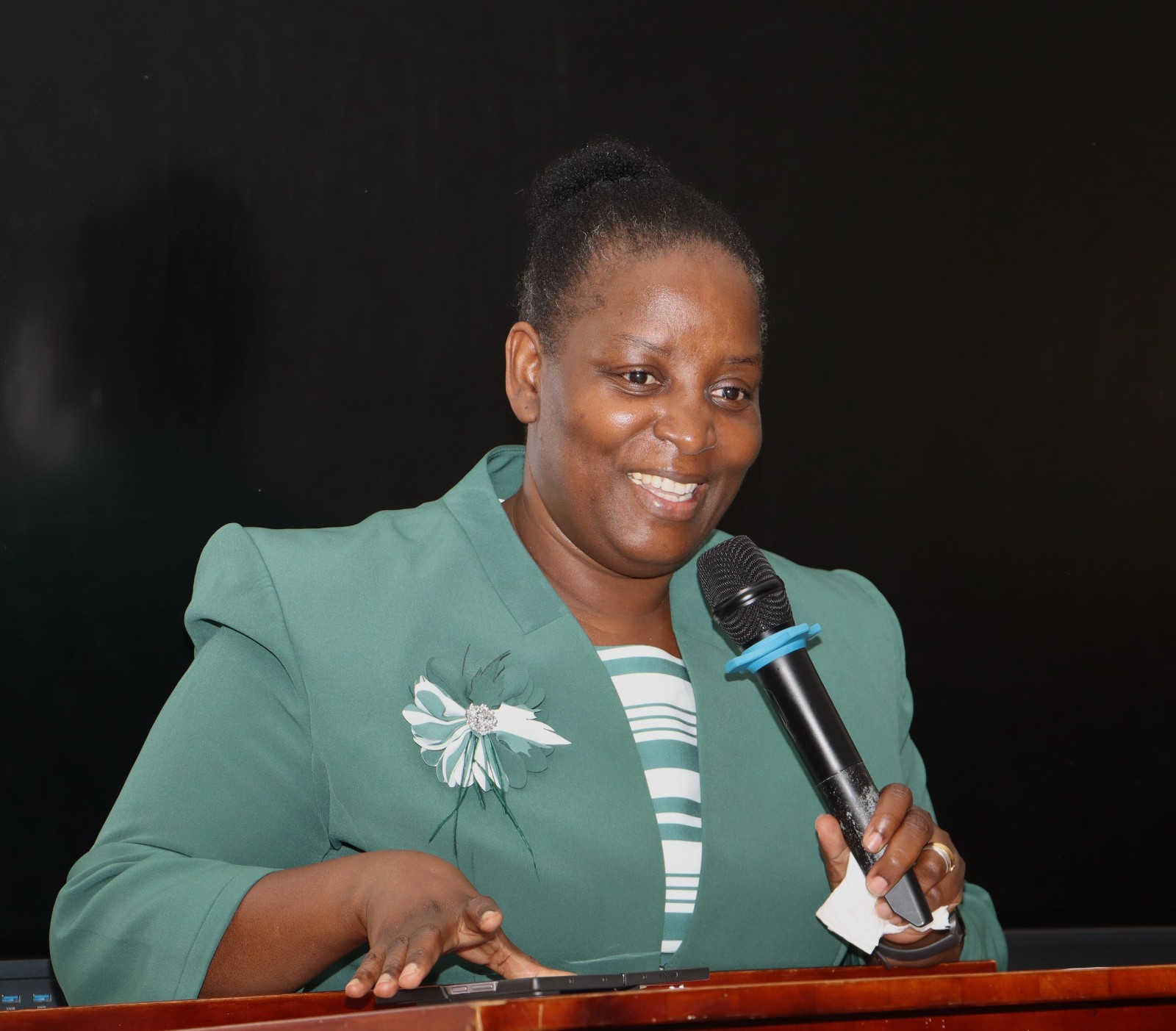Assoc. Prof. Helen Nambalirwa Nkabala making her remarks. Official Handover of Office of Deputy Principal, College of Humanities and Social Sciences (CHUSS), from Associate Prof. Eric Awich Ochen to Prof. Eddy Joshua Walakira, 14th September 2026, CHUSS Smart Room, Makerere University, Kampala Uganda, East Africa.