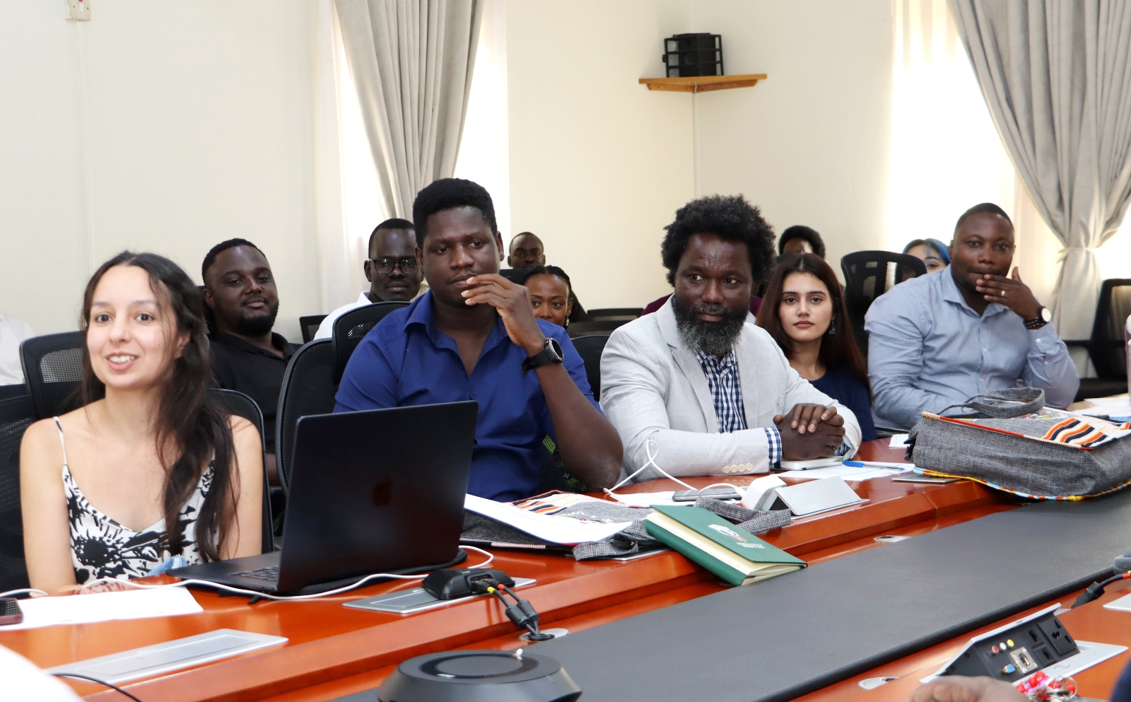 A section of students. Welcoming 17 students from 16 countries (Canada, Cape Verde, Uganda, Spain, Sierra Leone, South Sudan, Colombia, South Korea, The Gambia, India, Nepal, Kenya, Pakistan, Myanmar, Bangladesh and Malaysia) under the Erasmus+ funded Master of Humanitarian Response, Health and Displacement (Human Response) programme to study humanitarian crises, displacement, health, migration and development, 7th September 2026, School of Social Sciences Smart Room, College of Humanities and Social Sciences (CHUSS), Makerere University, Kampala Uganda, East Africa.