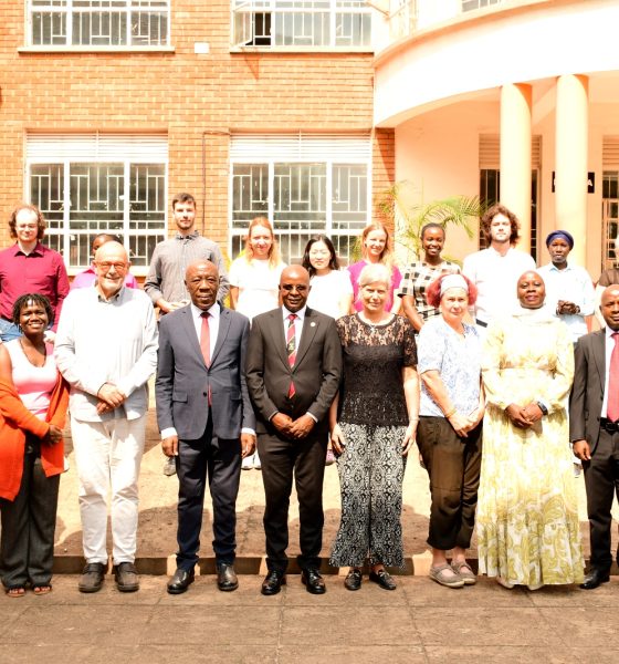 The project team led by Prof. Edward Bbaale, Principal, CoBAMS with the DVCFA, Prof. Henry Mwanaki Alinaitwe on the first day of the workshop. College of Business and Management Sciences (CoBAMS) launch Blended Intensive Programme (BIP) titled Enhancing Skills in Polycrisis Management: African and European Approaches, under the PolyCIVIS network, with participants from Makerere University, the University of Salzburg, the National and Kapodistrian University of Athens, and Universidad Autónoma de Madrid, 7th September 2026, Makerere University, Kampala Uganda, East Africa.
