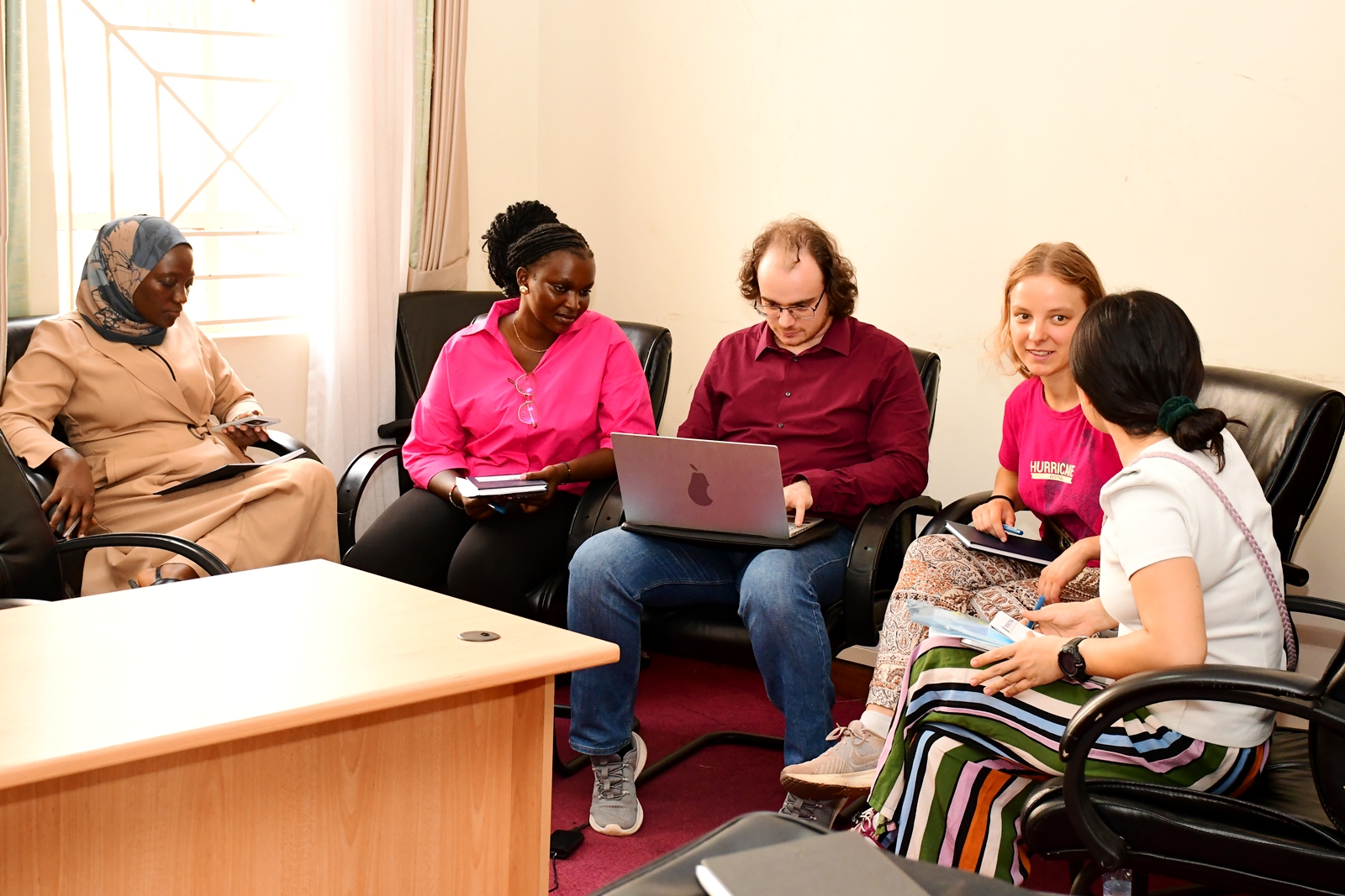 Some of the students in a discussion on the economic benefits of waste. College of Business and Management Sciences (CoBAMS) launch Blended Intensive Programme (BIP) titled Enhancing Skills in Polycrisis Management: African and European Approaches, under the PolyCIVIS network, with participants from Makerere University, the University of Salzburg, the National and Kapodistrian University of Athens, and Universidad Autónoma de Madrid, 7th September 2026, Makerere University, Kampala Uganda, East Africa.