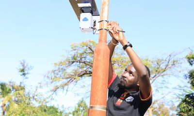 AirQo device being installed in Kisumu Kenya. Low-cost Air Quality Monitor installation by AirQo, College of Computing and Information Sciences (CoCIS), Makerere University, Kampala Uganda, East Africa. Named finalist for the 2026 Earthshot Prize, 18th September 2026.