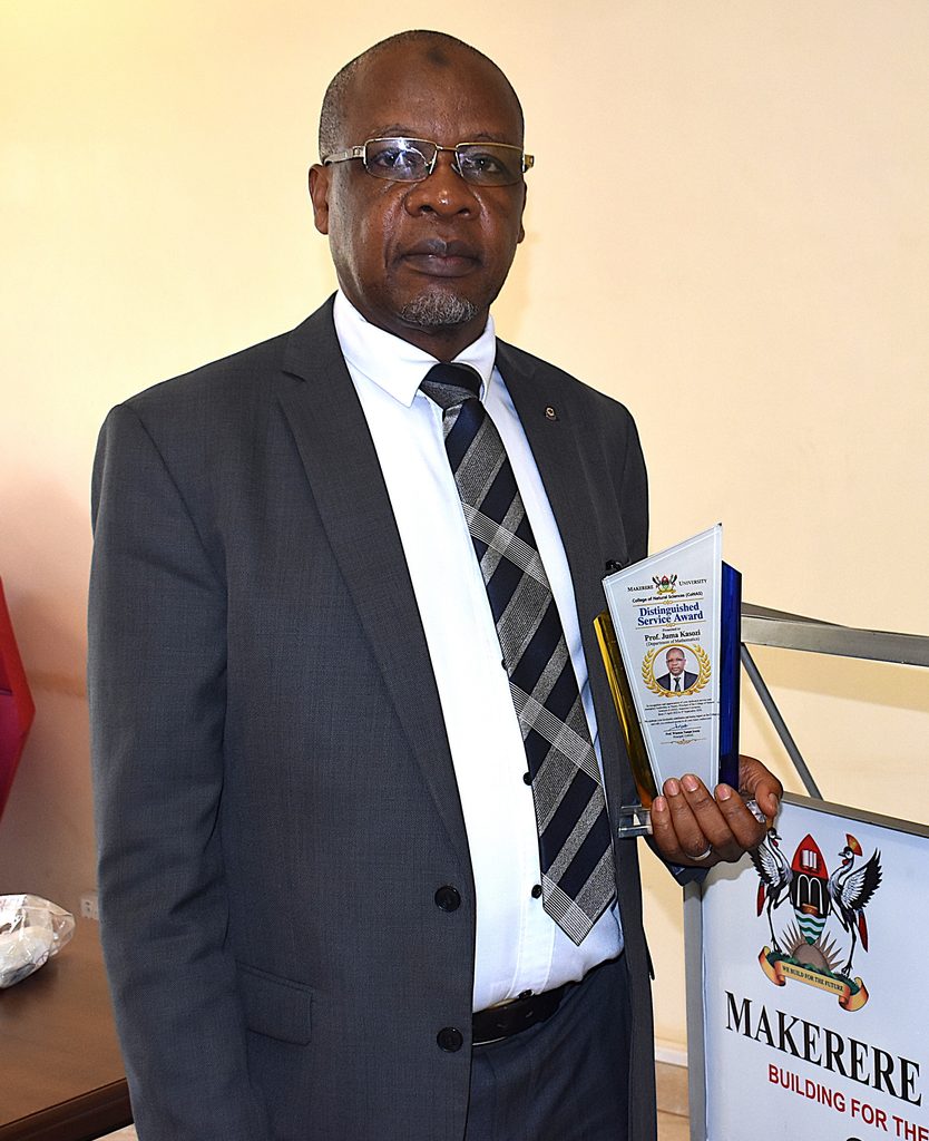 Prof. Kasozi with his award. Prof. Juma Kasozi formally hands over the office of Deputy Principal, College of Natural Sciences (CoNAS) to Prof. Godwin Kakuba, 11th September 2026, Makerere University, Kampala Uganda, East Africa.