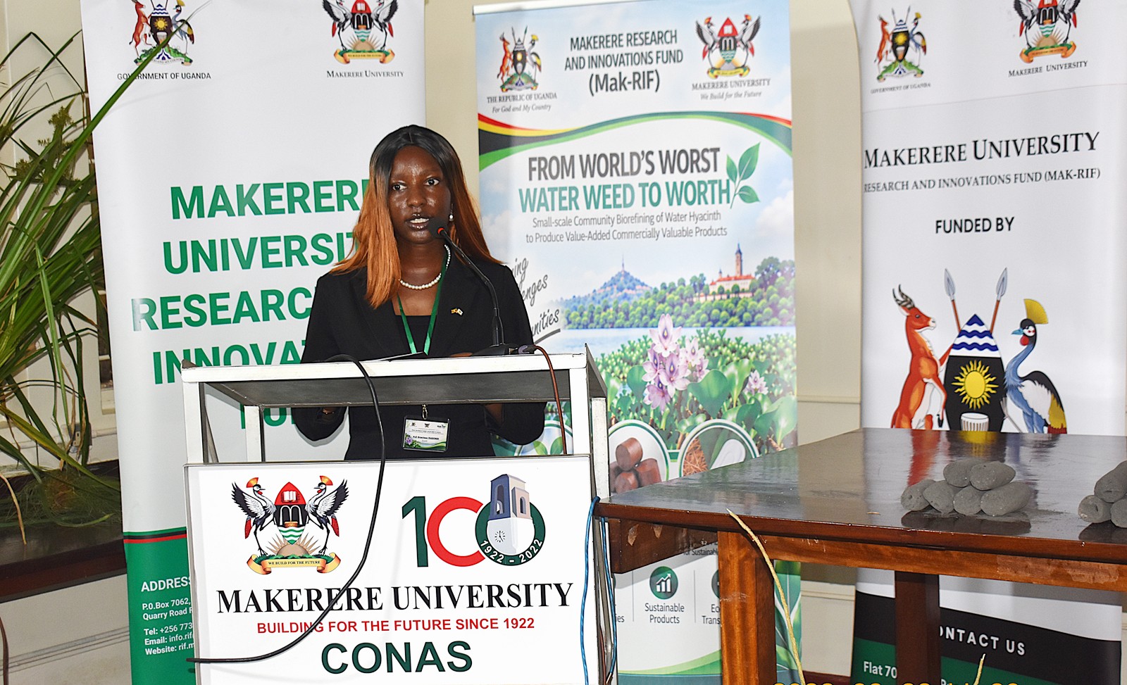 The Guild Minister for Academic Affairs, Ms. Kalazani Neera Elsie described the research outputs of Dr Nabatanzi as an important source of inspiration for young women and students pursuing science and research. Research Dissemination for Government of Uganda through Makerere University Research and Innovations Fund (Mak-RIF)-funded project, titled “From World’s Worst Water Weed to Worth: Small-scale Community Bio-refining of Water Hyacinth to Produce Value-added Commercially Valuable Products,” by Dr. Alice Nabatanzi, Department of Plant Sciences, Microbiology and Biotechnology, College of Natural Sciences (CoNAS), Botany Lab 2, 22nd September 2026, Kampala Uganda, East Africa.
