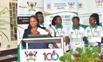 The Project PI, Dr Alice Nabatanzi briefing participants about the products developed, including biodegradable sanitary pads, a bio-fertilizer, and briquettes during the research dissemination workshop held at the PMB premises on 22nd September 2026. Research Dissemination for Government of Uganda through Makerere University Research and Innovations Fund (Mak-RIF)-funded project, titled “From World’s Worst Water Weed to Worth: Small-scale Community Bio-refining of Water Hyacinth to Produce Value-added Commercially Valuable Products,” by Dr. Alice Nabatanzi, Department of Plant Sciences, Microbiology and Biotechnology, College of Natural Sciences (CoNAS), Botany Lab 2, 22nd September 2026, Kampala Uganda, East Africa.