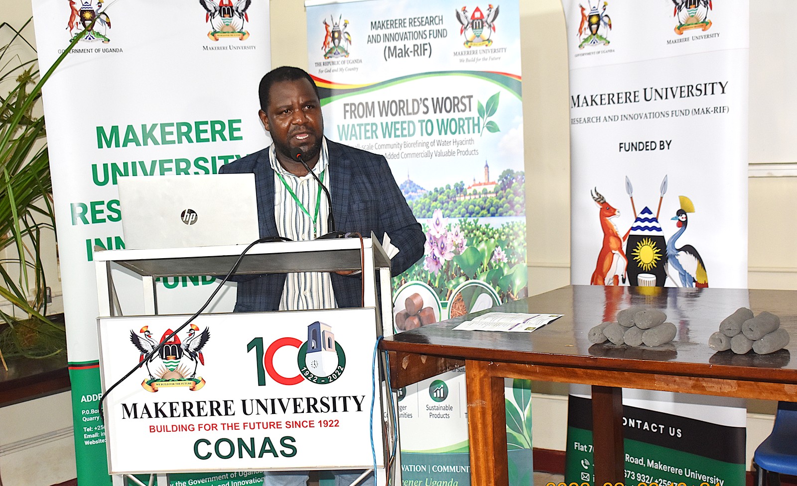 The Acting Manager of the Makerere University Technology and Innovation Centre (MUTIC), Prof. Michael Lubwama, commended the research team for its innovative approach to research and effective dissemination of the findings. Research Dissemination for Government of Uganda through Makerere University Research and Innovations Fund (Mak-RIF)-funded project, titled “From World’s Worst Water Weed to Worth: Small-scale Community Bio-refining of Water Hyacinth to Produce Value-added Commercially Valuable Products,” by Dr. Alice Nabatanzi, Department of Plant Sciences, Microbiology and Biotechnology, College of Natural Sciences (CoNAS), Botany Lab 2, 22nd September 2026, Kampala Uganda, East Africa.