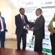 Mr. Deus Mujuni, Prof. Mwiine, outgoing Principal, Prof. Kankya, incoming Principal, and Ms. Winnie Mbabazi from Audit. Prof. Clovice Kankya officially assumes leadership of College of Veterinary Medicine, Animal Resources and Biosecurity (CoVAB) from outgoing Principal Prof. Frank Norbert Mwiine, 17th September 2026, Makerere University, Kampala Uganda, East Africa.