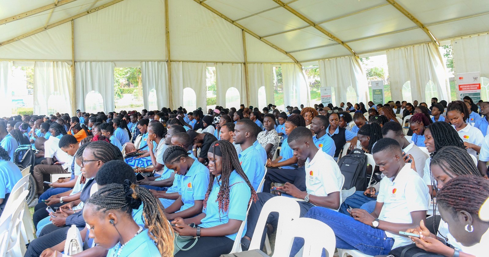 A cross-section of Scholars who attended the event. Community Open Day for Mastercard Foundation Initiatives at Makerere University, where Prof. Claire Mack Mugasa represented the Deputy Vice Chancellor (Academic Affairs) Prof. Sarah Ssali as Guest of Honour, 5th September 2026, Freedom Square, Kampala Uganda, East Africa.