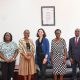 L-R: Ms. Hawa Ndagire, Prof. Sarah Ssali, Dr. Tracy Rabin, Prof. Harriet Mayanja-Kizza, and Mr. Mathias Ssemanda pose for a group photo after the courtesy call on 27th August 2026. Courtesy call on Prof. Sarah Ssali, the Deputy Vice Chancellor in charge of Academic Affairs (DVCAA) by co-directors Dr. Tracy Rabin from Yale and Prof. Harriet Mayanja-Kizza from Makerere as the Makerere University–Yale University (MUYU) partnership celebrates two decades of collaboration in health education, clinical care, and applied research, 27th August 2026, Main Building, Makerere University, Kampala Uganda, East Africa.