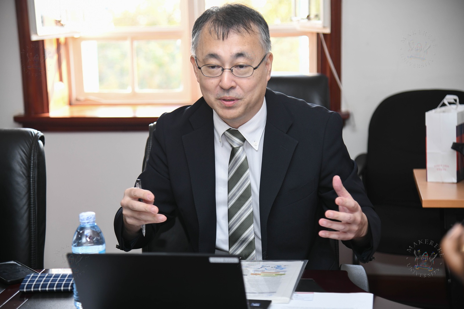 Dr. Okano Takasei makes his remarks. Japan International Cooperation Agency (JICA) delegation led by Dr. Okano Takasei meets DVCAA Prof. Sarah Ssali, explores new opportunities for strengthening academic, research and innovation collaboration between Uganda, Japan and other African countries, with a particular focus on artificial intelligence (AI), aerospace engineering, materials and remote sensing, food value chains, energy, water and climate change, 4th September 2026, Main Building, Makerere University, Kampala Uganda, East Africa.