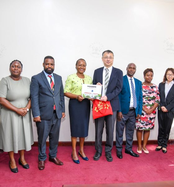 Prof. Sarah Ssali presents the Makerere coffee table book to Dr. Okano Takasei as Makerere and JICA Officials witness on 4th September 2026. Japan International Cooperation Agency (JICA) delegation led by Dr. Okano Takasei meets DVCAA Prof. Sarah Ssali, explores new opportunities for strengthening academic, research and innovation collaboration between Uganda, Japan and other African countries, with a particular focus on artificial intelligence (AI), aerospace engineering, materials and remote sensing, food value chains, energy, water and climate change, 4th September 2026, Main Building, Makerere University, Kampala Uganda, East Africa.