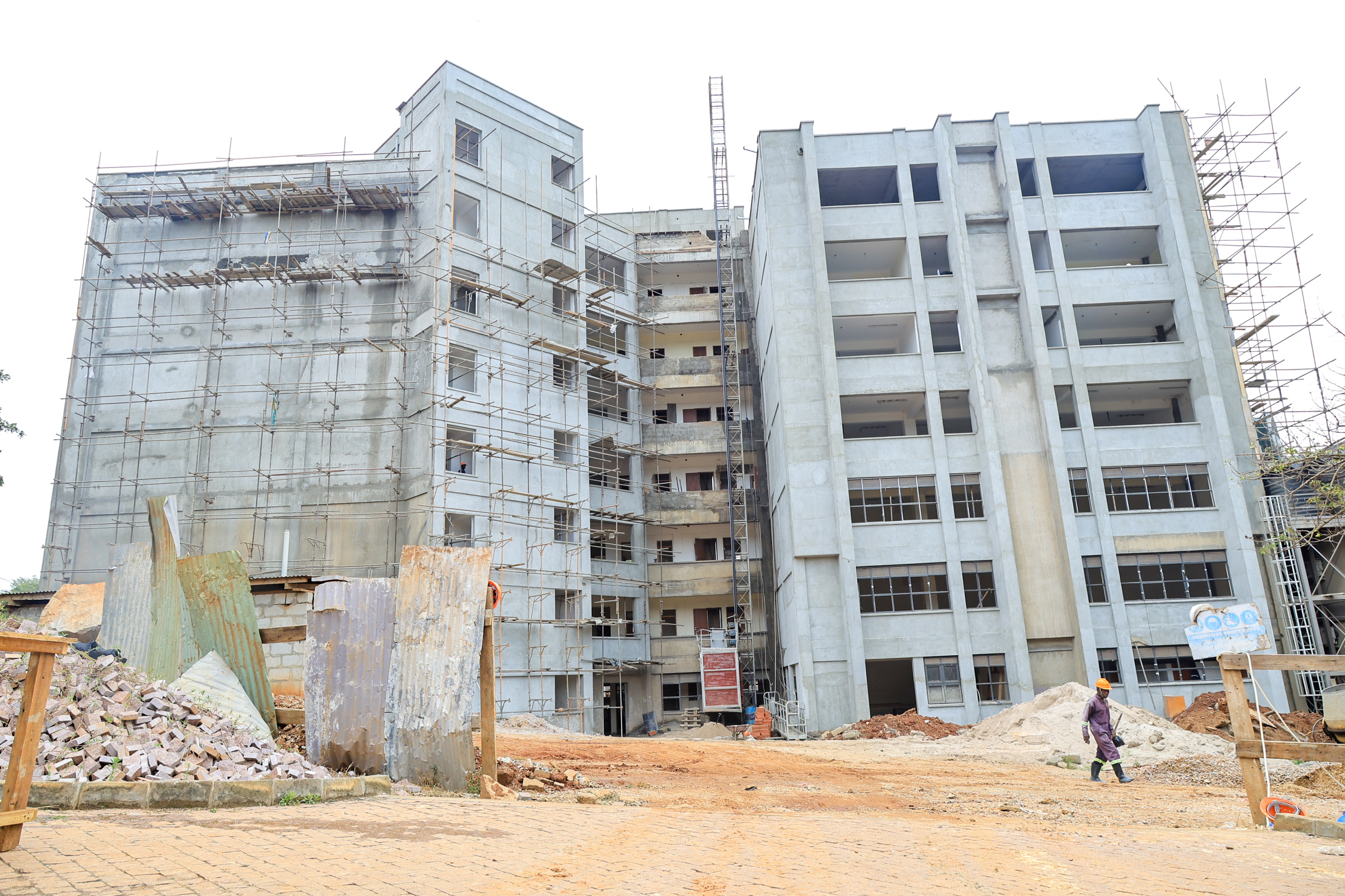 The new MakSPH building in August 2026, nearing completion with UGX 14 billion in Government support. Hon. Eng. Jonard Asiimwe Akiiki, Minister of Science, Technology and Innovation in the Office of the President, Day 3 of Ministerial Maiden Visit to Makerere University, 16th September 2026, Kampala Uganda, East Africa.