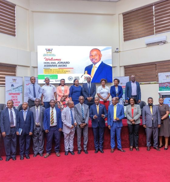 Hon. Eng. Jonard Asiimwe Akiiki with University Management, MakSPH leadership and researchers following the engagement on strengthening research translation, adoption and scale on 16th September 2026. Hon. Eng. Jonard Asiimwe Akiiki, Minister of Science, Technology and Innovation in the Office of the President, Day 3 of Ministerial Maiden Visit to Makerere University, 16th September 2026, Kampala Uganda, East Africa.