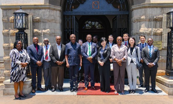 Prof. Barnabas Nawangwe and H.E. Amb. TAKAHASHI Misako (C) with Members of Management and the Japanese delegation after the meeting on 28th September 2026. Professor Barnabas Nawangwe and Members of Management welcome H.E. Ambassador TAKAHASHI Misako, Director-General/Assistant Minister for African Affairs, in the Ministry of Foreign Affairs of Japan and her delegation, 28th September 2026, Council Room, Main Building, Makerere University, Kampala Uganda, East Africa.