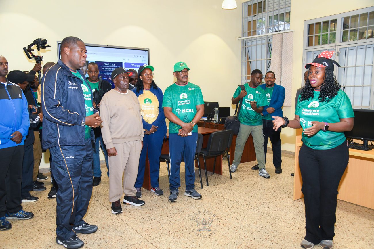 L-R: Rt. Hon. Jacob Oboth, Hon. Dr. Crispus Kiyonga, Dr. Lorna Magara and other officials receive a guided tour of the Disability Support Centre from Ms. Elizabeth Rwabu (R) on 27th September 2026. 6th Edition of the Makerere Marathon with Chief Runner as the Speaker of Parliament Rt. Hon. Jacob Marksons Oboth, 27th September 2026, Makerere University, Kampala Uganda, East Africa.