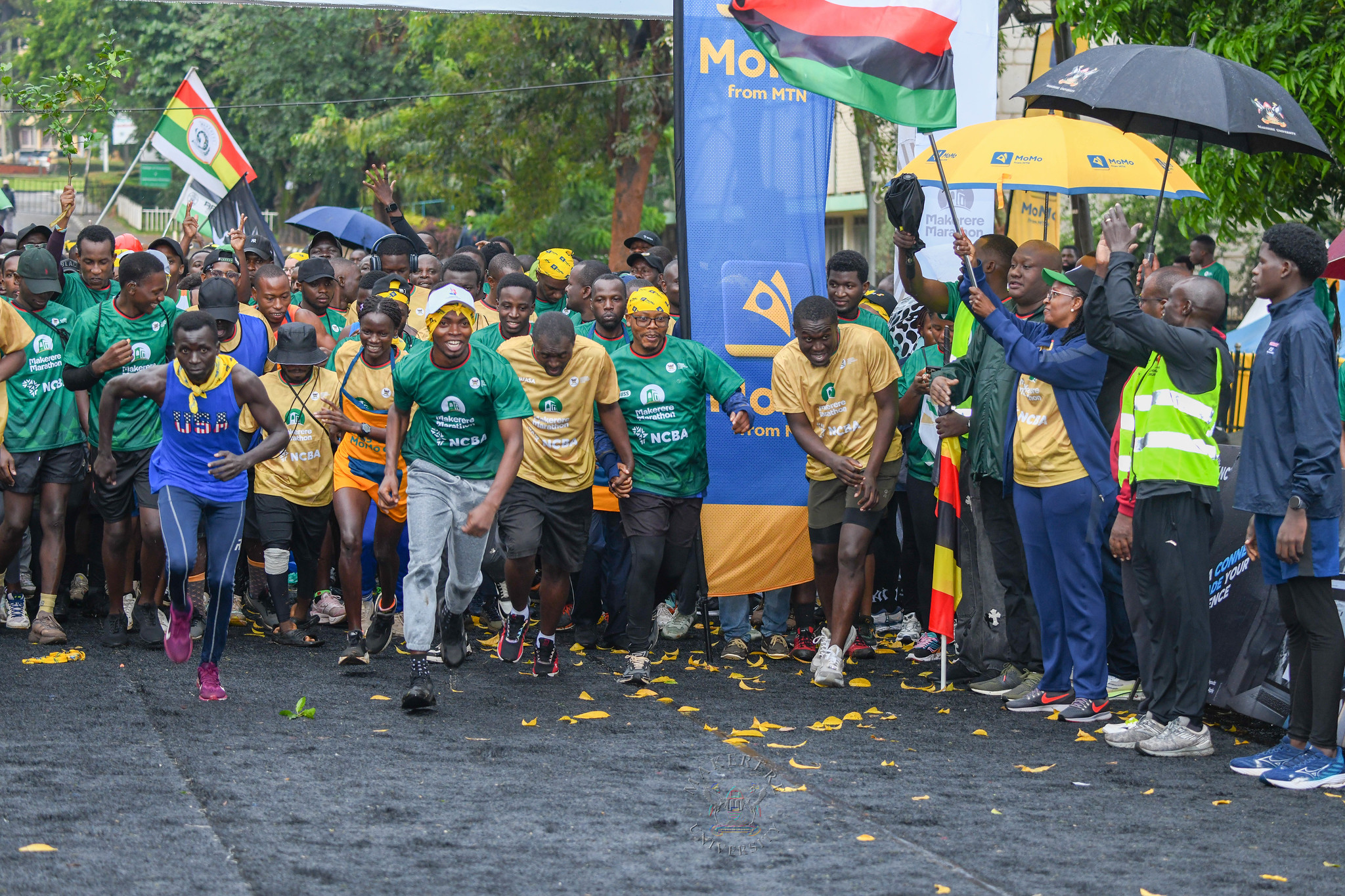 Dr. Lorna Magara flags off one of the races. 6th Edition of the Makerere Marathon with Chief Runner as the Speaker of Parliament Rt. Hon. Jacob Marksons Oboth, 27th September 2026, Makerere University, Kampala Uganda, East Africa.
