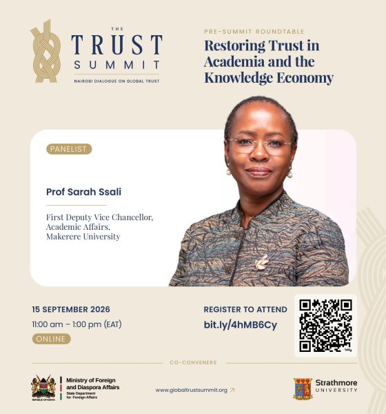 Prof. Sarah Ssali, Panelist, Virtual Round Table on Restoring Trust in Academia and the Knowledge Economy, September 15, 2026. Graphic: X/@GTSummit2026