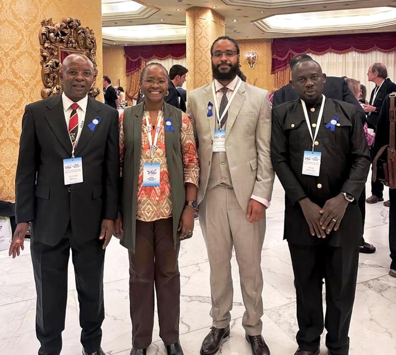 L-R: Prof. Edward Bbaale, Prof. Sarah Ssali, Dr. Tonny Mayambala-Sebbaggala and Dr. Peter Babyenda at the Gathering in Rome on 17th September 2026. World Association of Noonomy Annual Gathering 17th September 2026 in Rome, Italy.