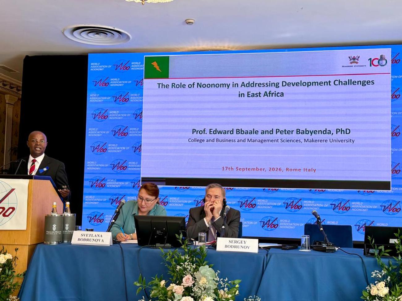 Prof. Edward Bbaale makes his presentation. World Association of Noonomy Annual Gathering 17th September 2026 in Rome, Italy.