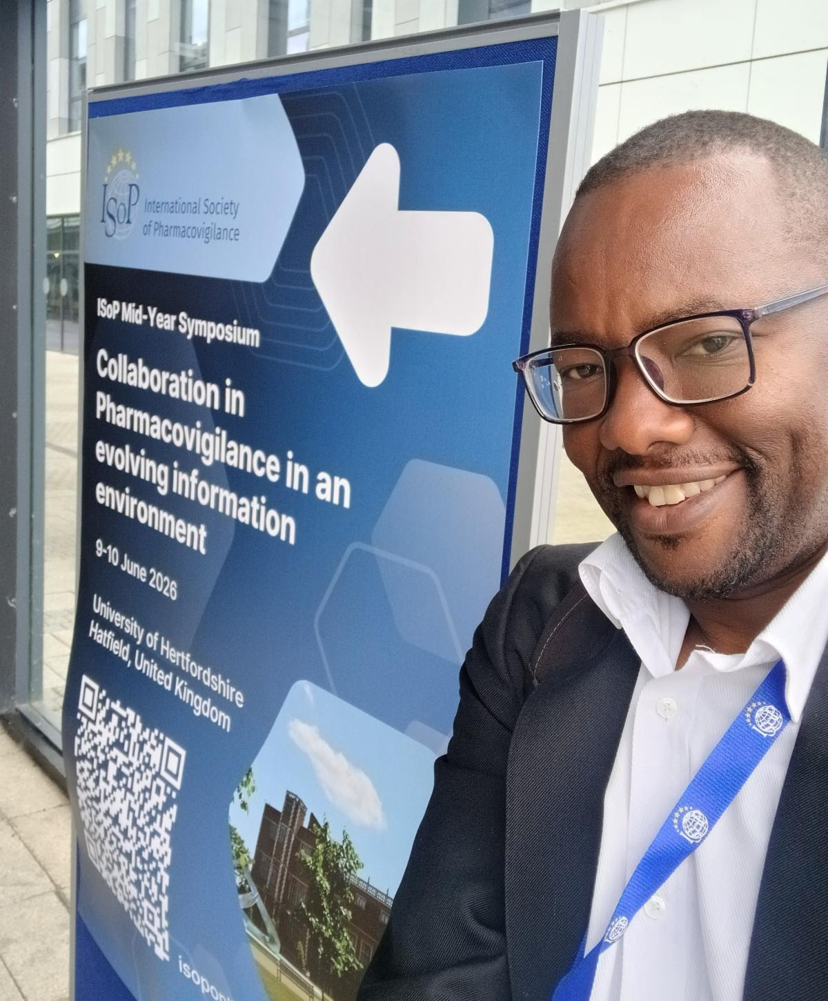 Dr. Henry Zakumumpa at the International Society of Pharmacovigilance Conference. June 9 - 10, 2026, in Hatfield, United Kingdom.