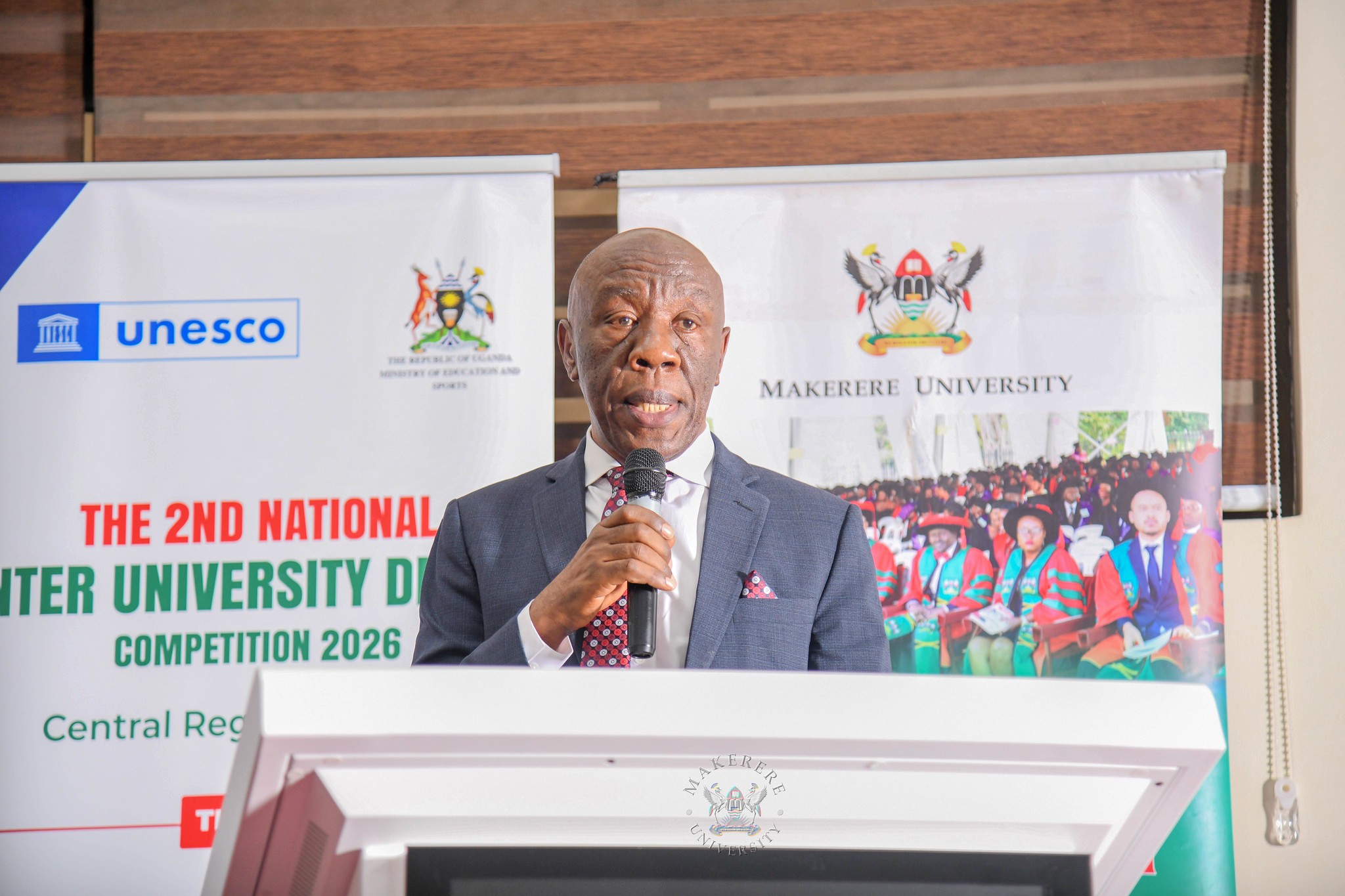 Prof. Henry Alinaitwe. 2nd National Inter University Debate Competition 2026 under the theme “Students Health, Safety and Well-Being: A Catalyst for enhanced educational outcomes and academic excellence in higher education institutions in Uganda.” where Makerere secured 2nd place in the grand finale, National level. School of Public Health Auditorium, 29th September 2026, Makerere University, Kampala Uganda, East Africa.