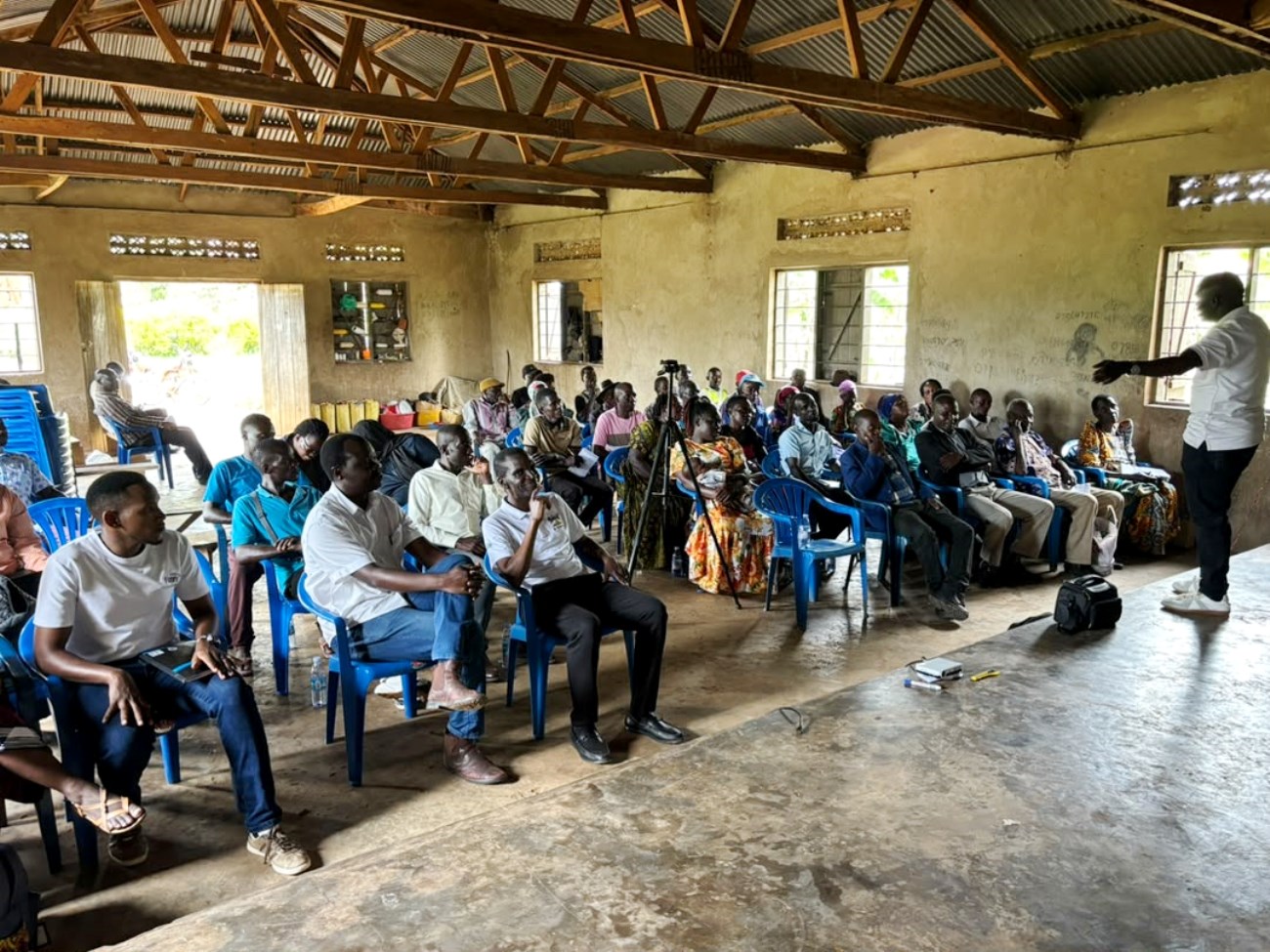 The community feedback meeting by Makerere University PARI XIII at Mwera Community Hall. PhD in Agricultural and Rural Innovation XIII, Department of Extension and Innovation Studies, College of Agricultural and Environmental Sciences (CAES), Makerere University Field Course, 4th-16th Oct 2026, Mwera Parish, Mityana District, Uganda, East Africa.