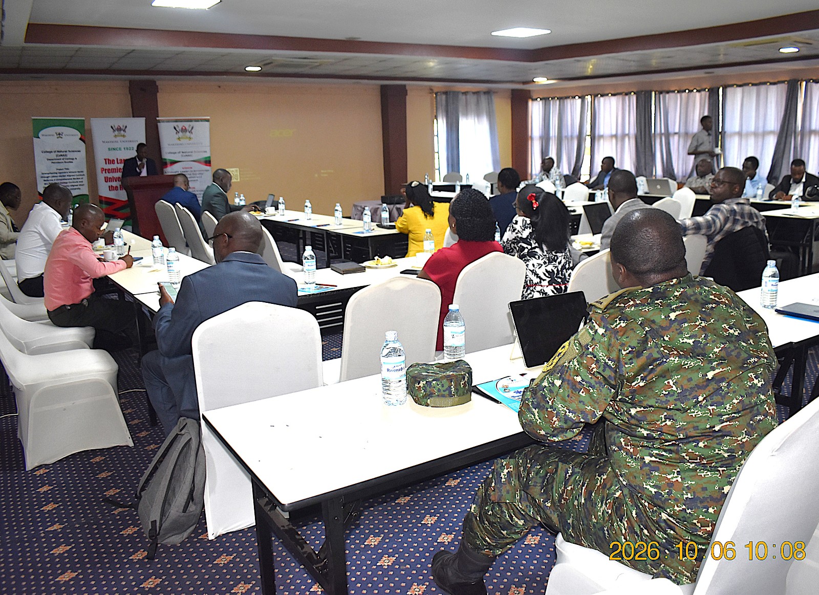 Mr. Mukasa addressing the stakeholders. Department of Geology and Petroleum Studies, College of Natural Sciences, Makerere University stakeholder workshop to get input on the review of its Geology curricula and the development of industry-aligned short courses supported by the Government of the Federal Republic of Germany and the European Union through Deutsche Gesellschaft für Internationale Zusammenarbeit (GIZ), 6th October 2026 at Silver Springs Hotel, Bugolobi, Kampala, Uganda, East Africa.