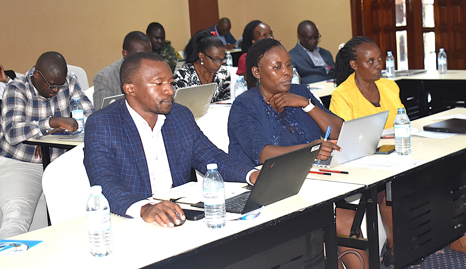 Participants following the proceedings during the workshop. Department of Geology and Petroleum Studies, College of Natural Sciences, Makerere University stakeholder workshop to get input on the review of its Geology curricula and the development of industry-aligned short courses supported by the Government of the Federal Republic of Germany and the European Union through Deutsche Gesellschaft für Internationale Zusammenarbeit (GIZ), 6th October 2026 at Silver Springs Hotel, Bugolobi, Kampala, Uganda, East Africa.