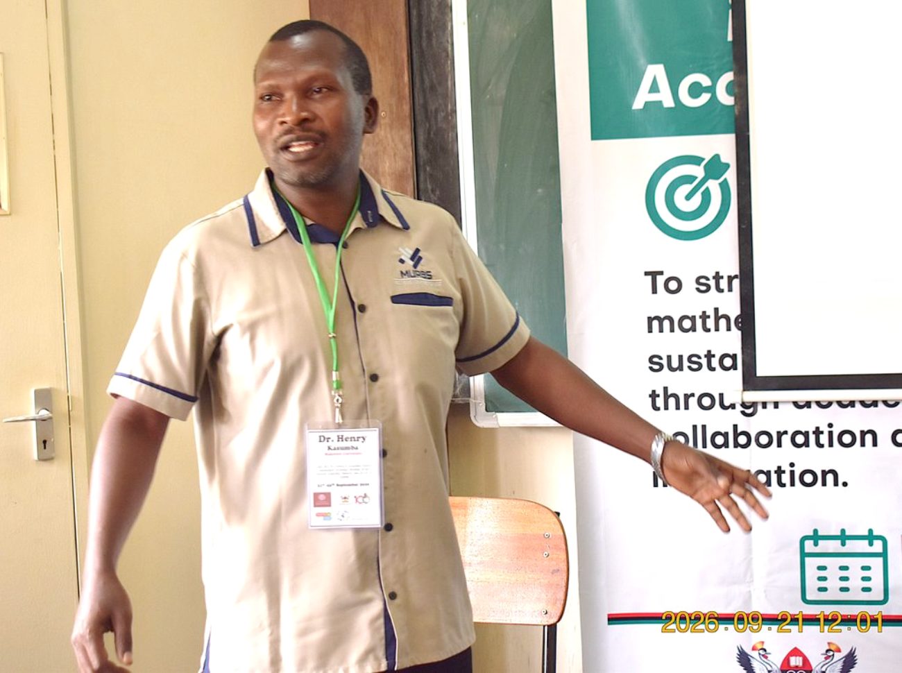 Dr Henry Kasumba. Five-day ICMS-CoRE-MATH Study Group in Industry, held under the Africa–Europe Cluster of Research Excellence in Mathematics (CoRE-MATH), in collaboration with the NORHED II Mathematics for Sustainable Development (Math4SDG) project, from 21st-25th September 2026, Department of Mathematics, College of Natural Sciences (CoNAS), Makerere University, Kampala Uganda, East Africa.