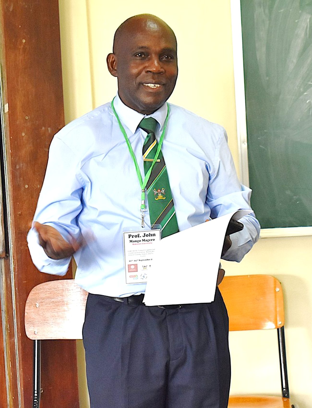 Prof. John Mango Magero, Co-lead of the Co-RE MATH initiative addressing participants during the workshop. Five-day ICMS-CoRE-MATH Study Group in Industry, held under the Africa–Europe Cluster of Research Excellence in Mathematics (CoRE-MATH), in collaboration with the NORHED II Mathematics for Sustainable Development (Math4SDG) project, from 21st-25th September 2026, Department of Mathematics, College of Natural Sciences (CoNAS), Makerere University, Kampala Uganda, East Africa.