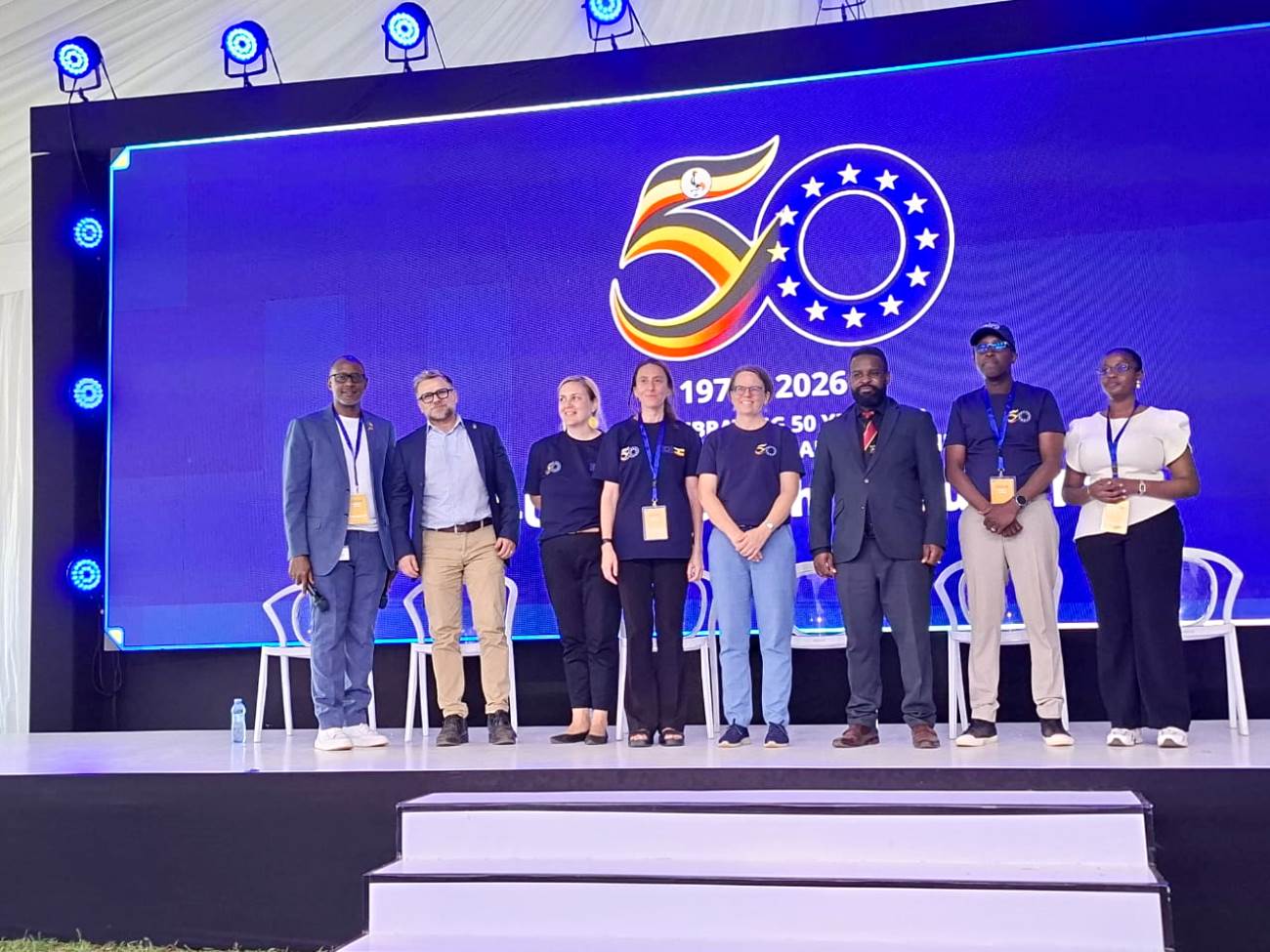 Prof. Robert Wamala (3rd R) with other officials at the closing ceremony. European Union-Uganda Research and Study Fair, 8th October 2026, Freedom Square, Makerere University, Kampala Uganda, East Africa.