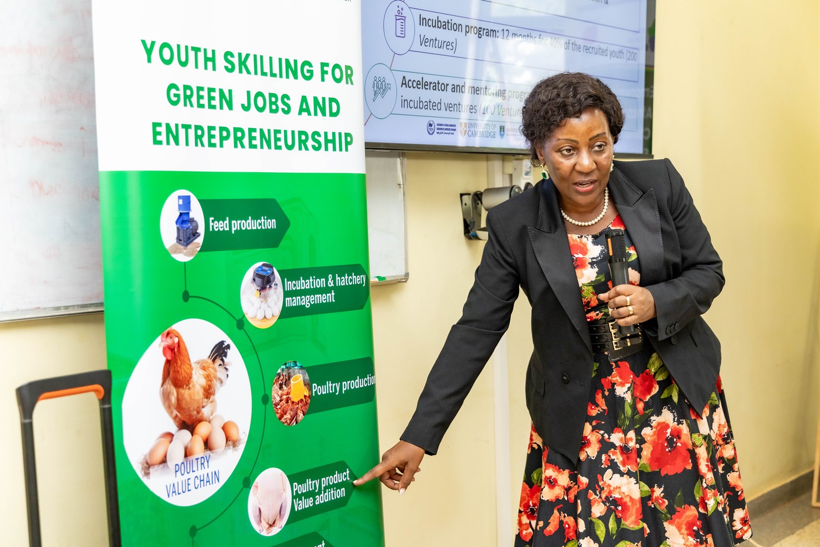 Prof. Gorettie Nabanoga makes her presentation. Africa Climate Collaborative an initiative supported by the Mastercard Foundation welcomes first cohort of 50 Youth Skilling Program participants at the Makerere University Agricultural Research Institute Kabanyolo (MUARIK). The youth were selected from Lwengo, Rakai and Yumbe districts, 28th September 2026, Makerere University, Kampala Uganda, East Africa.