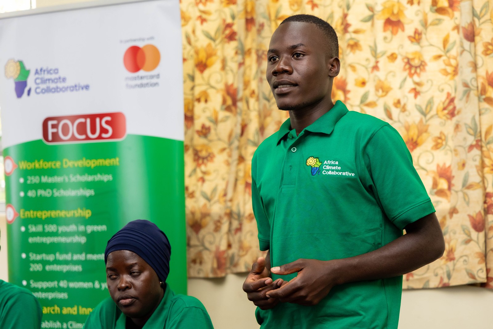 Carlos Mugimbi introducing himself during their Orientation at MUARIK. Africa Climate Collaborative an initiative supported by the Mastercard Foundation welcomes first cohort of 50 Youth Skilling Program participants at the Makerere University Agricultural Research Institute Kabanyolo (MUARIK). The youth were selected from Lwengo, Rakai and Yumbe districts, 28th September 2026, Makerere University, Kampala Uganda, East Africa.