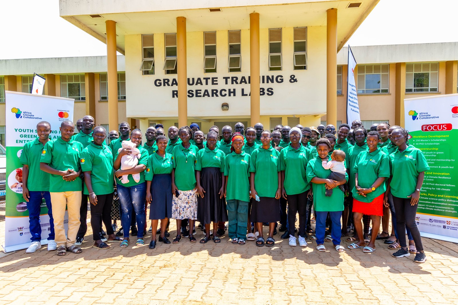 Cohort One of the Youth Skilling Program participants at the Graduate Training and Research Labs MUARIK. Africa Climate Collaborative an initiative supported by the Mastercard Foundation welcomes first cohort of 50 Youth Skilling Program participants at the Makerere University Agricultural Research Institute Kabanyolo (MUARIK). The youth were selected from Lwengo, Rakai and Yumbe districts, 28th September 2026, Makerere University, Kampala Uganda, East Africa.