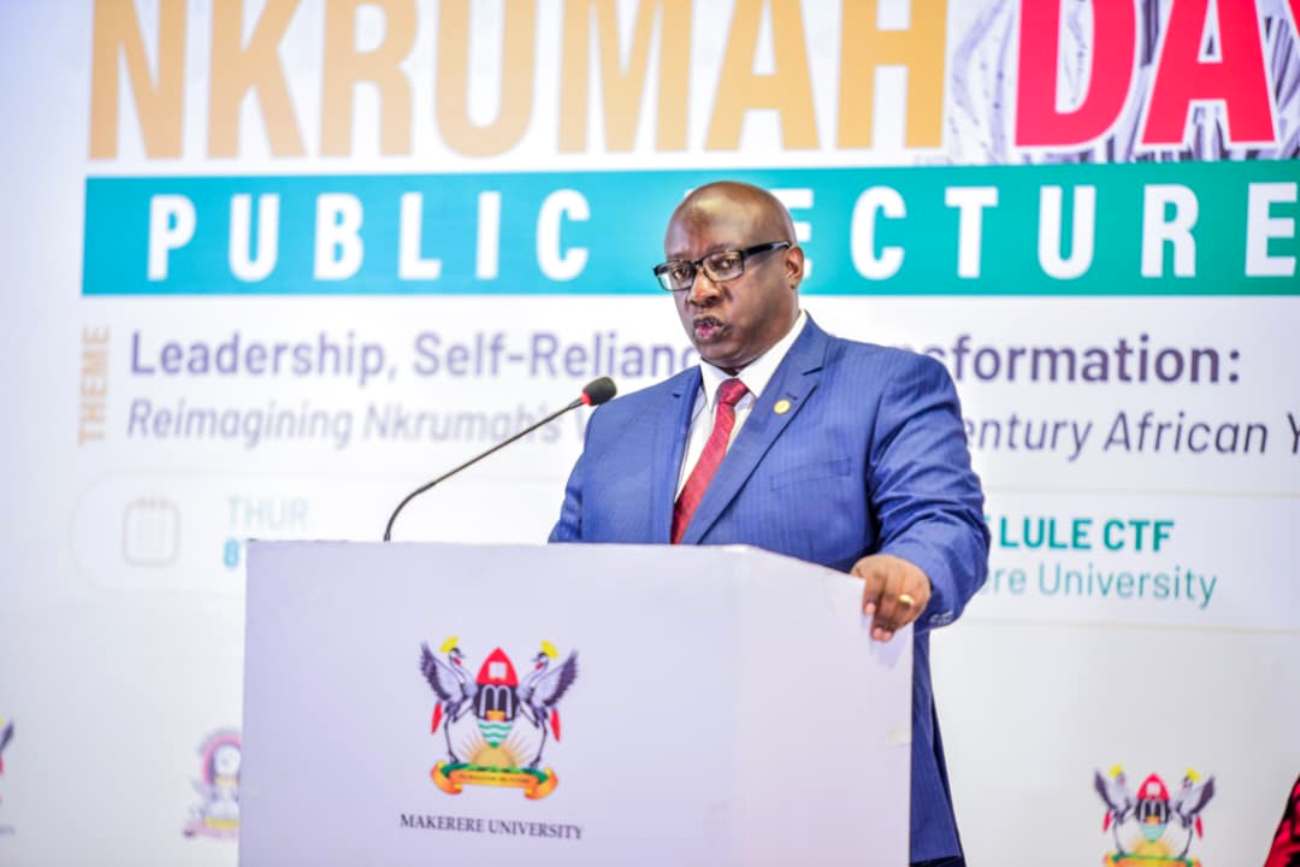 Prof. Gerald Karyeija delivers his keynote address. Nkrumah Day and Public Lecture organised by Nkrumah Hall under the theme “Leadership, Self-Reliance and Transformation: Reimagining Nkrumah's Vision for the 21st Century African Youth,” 8th October 2026, Yusuf Lule Central Teaching Facility Auditorium, Makerere University, Kampala Uganda, East Africa.