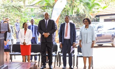 L-R: Dr. Mary Boyd, Dr. Chris Baryomunsi, Prof. Charles Olaro and Prof. Rhoda Wanyenze. Released of preliminary findings of the 2025 Uganda Population-Based HIV Impact Assessment (UPHIA 2025), a national household survey that provides a current picture of the country’s HIV response and selected non-communicable disease indicators, Ministry of Health-overall leadership, Makerere University School of Public Health (MakSPH)-prime implementing organisation, working with UVRI, UBOS, regional referral hospitals and local governments. Funded by PEPFAR through the U.S. CDC, 1st October 2026, Uganda Media Centre, Kampala Uganda, East Africa.