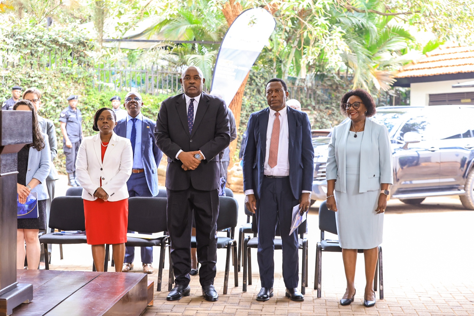 L-R: Dr. Mary Boyd, Dr. Chris Baryomunsi, Prof. Charles Olaro and Prof. Rhoda Wanyenze. Released of preliminary findings of the 2025 Uganda Population-Based HIV Impact Assessment (UPHIA 2025), a national household survey that provides a current picture of the country’s HIV response and selected non-communicable disease indicators, Ministry of Health-overall leadership, Makerere University School of Public Health (MakSPH)-prime implementing organisation, working with UVRI, UBOS, regional referral hospitals and local governments. Funded by PEPFAR through the U.S. CDC, 1st October 2026, Uganda Media Centre, Kampala Uganda, East Africa.