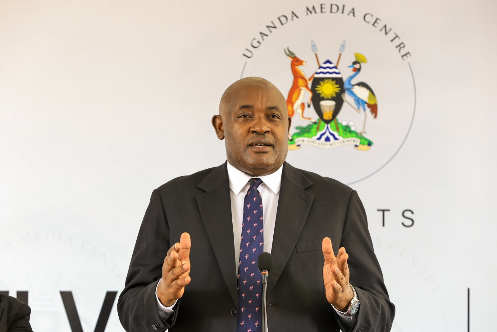Hon. Dr. Chris Baryomunsi. Released of preliminary findings of the 2025 Uganda Population-Based HIV Impact Assessment (UPHIA 2025), a national household survey that provides a current picture of the country’s HIV response and selected non-communicable disease indicators, Ministry of Health-overall leadership, Makerere University School of Public Health (MakSPH)-prime implementing organisation, working with UVRI, UBOS, regional referral hospitals and local governments. Funded by PEPFAR through the U.S. CDC, 1st October 2026, Uganda Media Centre, Kampala Uganda, East Africa.