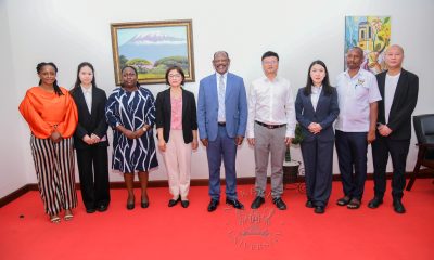 Prof. Barnabas Nawangwe (C) with Prof. Dingyu Ou (4th R) and R-L: Mr. Fei Tang, Prof. Gilbert Gumoshabe, Prof. Fang Hao, Prof. Zhuoqiong Xia, Ms. Hawa Ndagire Kajumba, Ms. Miao Yang and Ms. Betty Nabisubi after the meeting on 12th October 2026. Visit by a delegation from Xiangtan University headed by Professor Dingyu Ou, in company of Mr. Tang Fei and Professor Gilbert Gumshabe, the Chinese and Ugandan Directors of the Confucius Institute at Makerere University respectively, to update 20-year academic partnership, with new focus on joint Master's degree program in Chemical Engineering 12th October 2026, French Embassy, Kampala Uganda, East Africa.