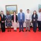 Prof. Barnabas Nawangwe (C) with Prof. Dingyu Ou (4th R) and R-L: Mr. Fei Tang, Prof. Gilbert Gumoshabe, Prof. Fang Hao, Prof. Zhuoqiong Xia, Ms. Hawa Ndagire Kajumba, Ms. Miao Yang and Ms. Betty Nabisubi after the meeting on 12th October 2026. Visit by a delegation from Xiangtan University headed by Professor Dingyu Ou, in company of Mr. Tang Fei and Professor Gilbert Gumshabe, the Chinese and Ugandan Directors of the Confucius Institute at Makerere University respectively, to update 20-year academic partnership, with new focus on joint Master's degree program in Chemical Engineering 12th October 2026, French Embassy, Kampala Uganda, East Africa.