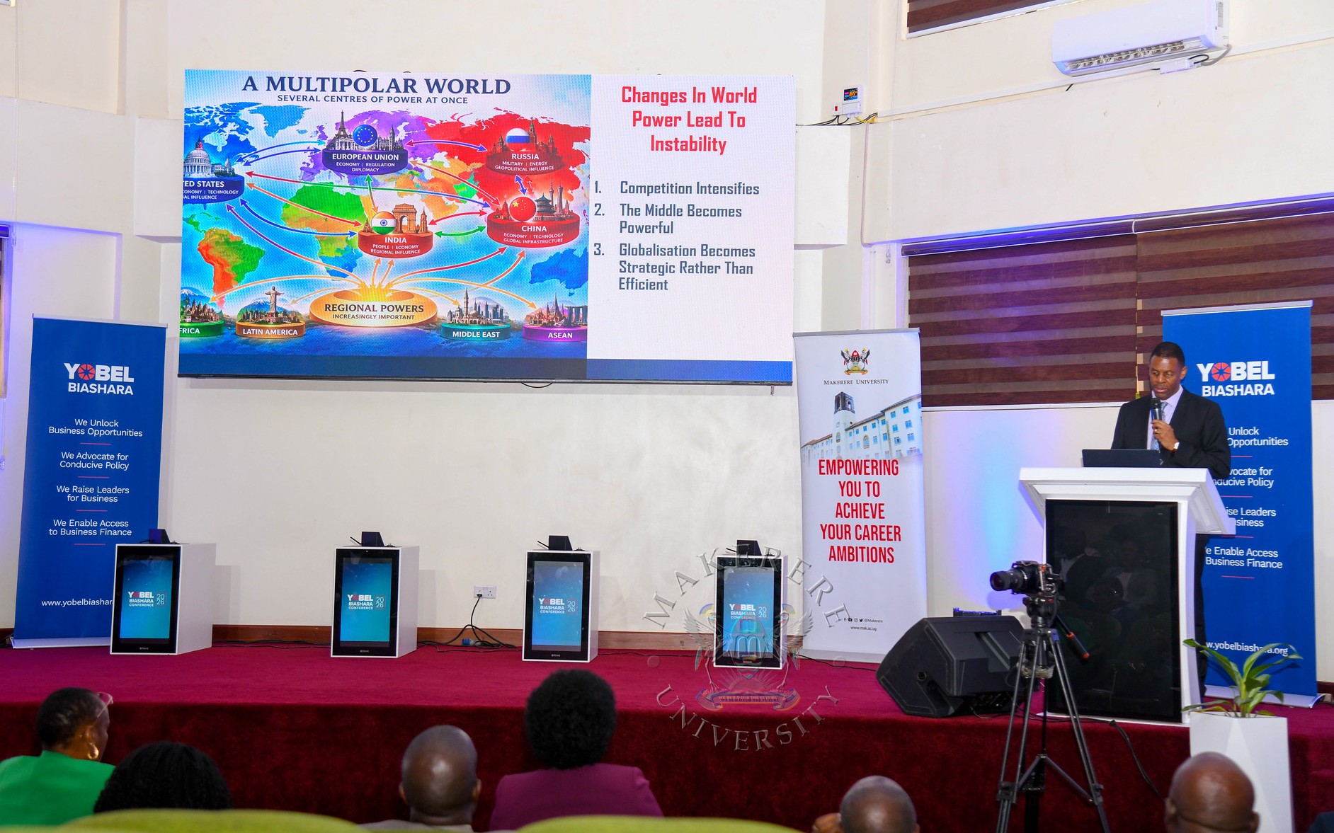 Dr. James Magara presents his keynote address. YOBEL Biashara Conference 2026, theme: Africa's Agency in an Era of Geopolitical Change-Trade, Investment and Economic Transformation, Makerere University School of Public Health Auditorium, 30th September 2026, Makerere University, Kampala Uganda, East Africa.