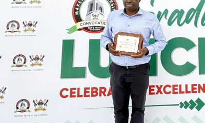 Dr. Stephen Wandera poses with his VC Research Excellence Award during the 76th Graduation Ceremony. Photo: CARTA, Makerere University, Kampala Uganda, East Africa