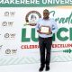 Dr. Stephen Wandera poses with his VC Research Excellence Award during the 76th Graduation Ceremony. Photo: CARTA, Makerere University, Kampala Uganda, East Africa